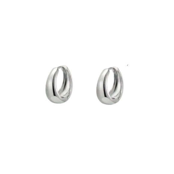 Women’s Simply Silvery Minimalist Hoop Fashion Earrings - NWT - Picture 1 of 5